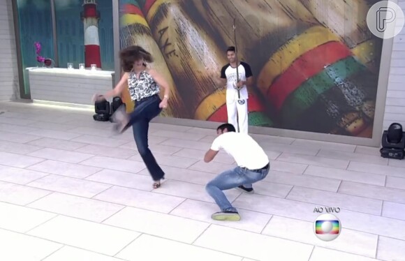 Fátima Bernardes perdeu o equilíbrio enquanto jogava capoeira: 'Já temos memes suficientes para hoje'