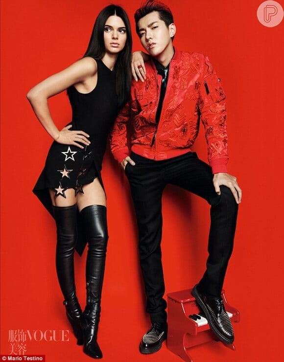 A modelo Kendall Jenner usou o modelito em um ensaio para a Vogue China