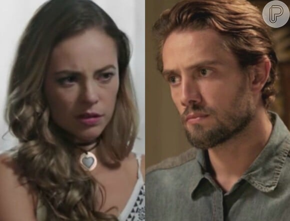 Novela 'Além do Tempo': Felipe (Rafael Cardoso) afirma a Melissa (Paolla Oliveira) que pedirá a guarda de Alex (Kadu Schons)
