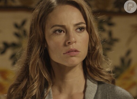 Melissa (Paolla Oliveira) fica indignada por Felipe (Rafael Cardoso) pedir a separação apesar de sua gravidez, na novela 'Além do Tempo'