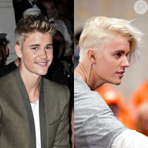 Justin Bieber radicalizou e platinou os cabelos, em setembro