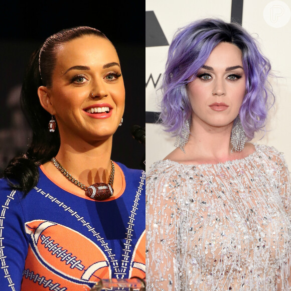 Katy Perry apareceu com os cabelos lilás e curtos no Grammy Awards 2015, em fevereiro