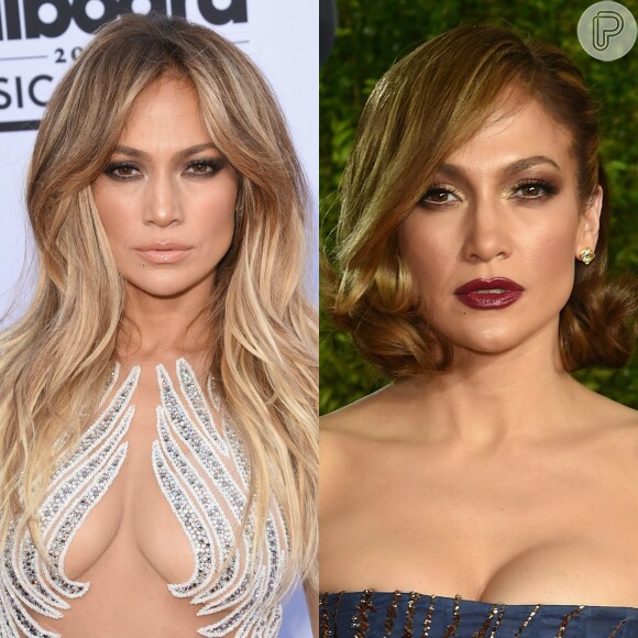 Jennifer Lopez surgiu com os cabelos mais curtos na premiação Tony Awards, em junho