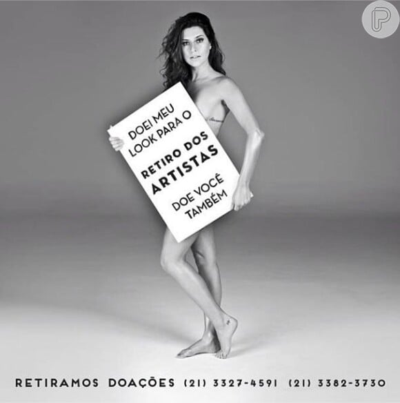 Fernanda Paes Leme posou sem roupa para campanha beneficente do Retiro dos Artistas