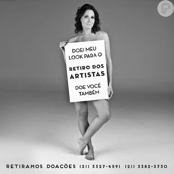 Juliana Knust posa sem roupa para campanha beneficente do Retiro dos Artistas