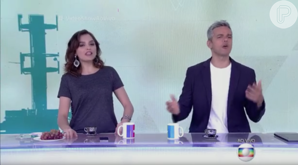 Monica Iozzi e Otaviano Costa apresentaram o 'Vídeo Show' e a atriz foi zoada pelo colega de bancada