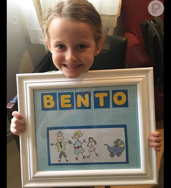 Fernanda Rodrigues compartilhou foto da filha Luisa, de 6 anos, para anunciar o nascimento de Bento
