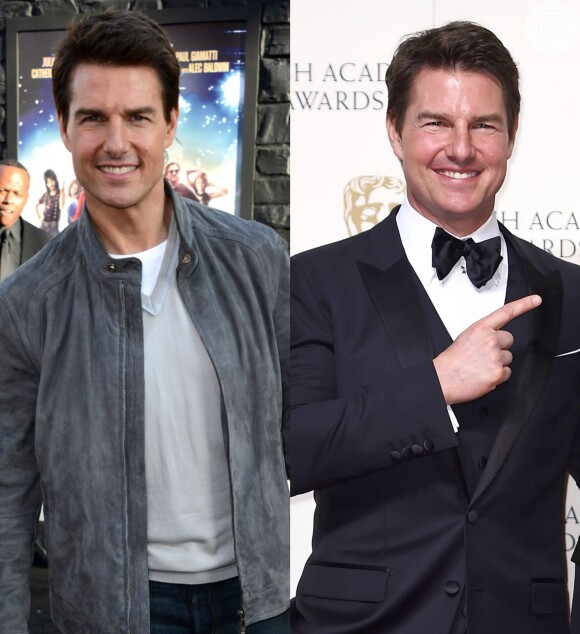 Tom Cruise em 2012 e neste domingo, 14 de dezembro de 2016, no BAFTA Awards