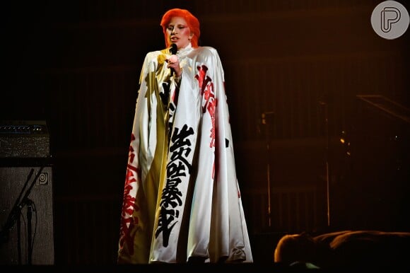 No palco do Grammy Awards, Lady Gaga apareceu com uma capa 