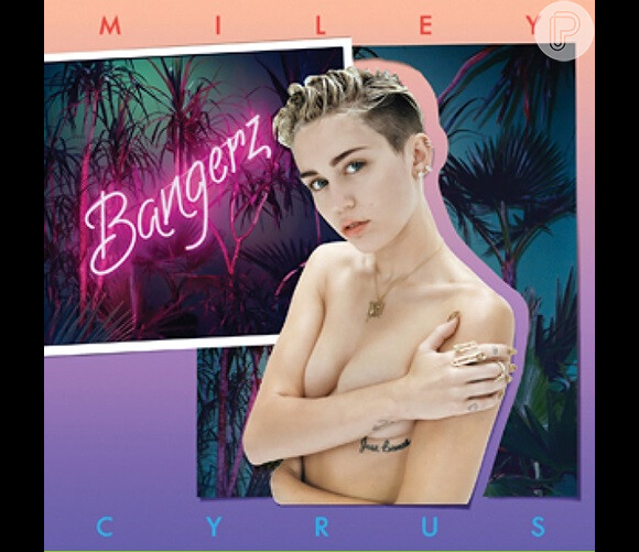 Miley Cyrus divulga capa alternativa de seu novo CD, 'Bangerz', exibindo topless