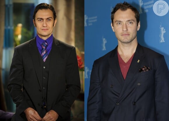 Gabriel Braga Nunes e Jude Law tem o formato de rosto e da boca bastante semelhantes. Outra característica dos dois são os olhos claros