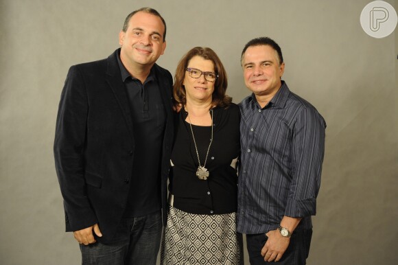 Fabricio Mamberti e Denise Saraceni, diretores de 'Saramandaia', com Ricardo Linhares