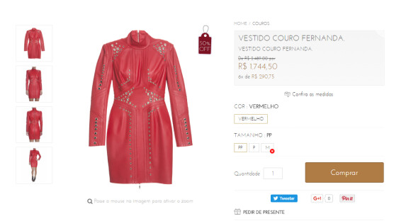O vestido usado pela atriz em cena e por Fernanda Lima é da grife Letage e está disponível no site da marca pelo valor de R$ 1.700