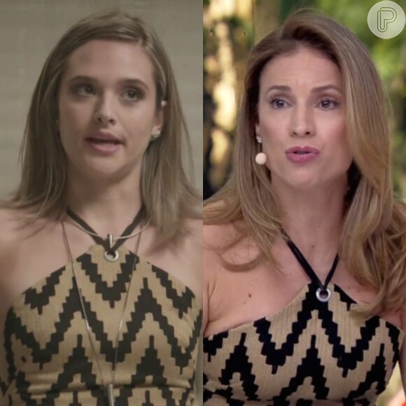 Juliana Paiva e Maíra Charken repetem top na TV no mesmo dia; peça custa R$ 200