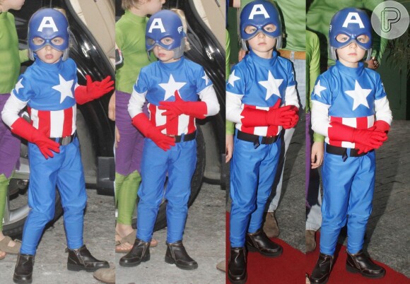 Benício se vestiu de Capitão América em seu aniversário de 5 anos, comemorado em uma casa de eventos na Barra da Tijuca, na Zona Oeste do Rio