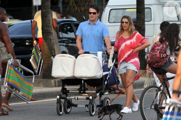 Marcelo Serrado e Roberta Fernandes são pais dos gêmeos Felipe e Guilherme, de 6 meses