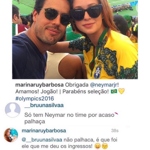 Marina Ruy Barbosa é criticada ao agradecer Neymar e rebate: 'Me deu ingressos'