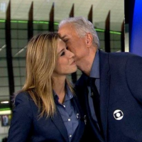 William Waack dá beijo em Cris Dias após clima pesar na cobertura da Rio 2016