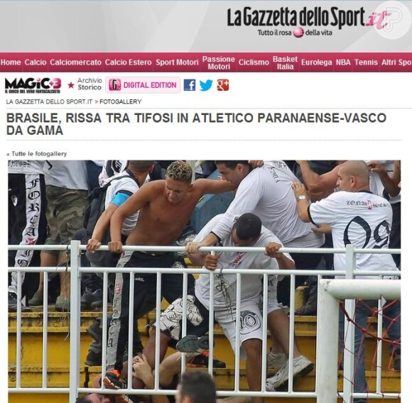 O italiano 'Gazzetta dello Sport' chamou o episódio de 'selvageria'