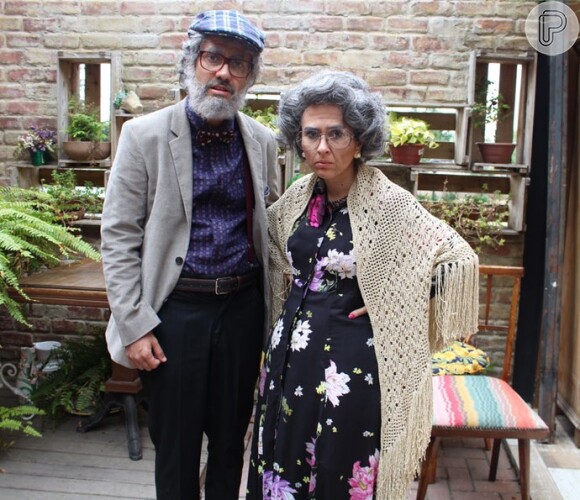 Fedora (Tatá Werneck) e Leozinho (Gabriel Godoy) se vestem de idosos para espantar os clientes da Cantinda da Tancinha (Mariana Ximenes), na novela 'Haja Coração', a partir de 1º de outubro de 2016