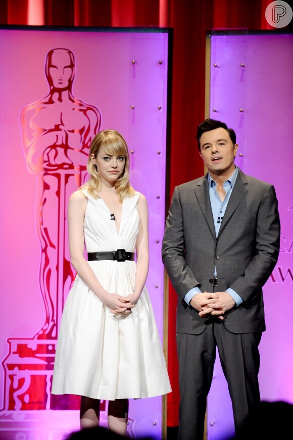 Emma Stone e Seth MacFarlane anunciaram os indicados ao Oscar 2013 nesta quinta-feira, 10 de janeiro de 2013