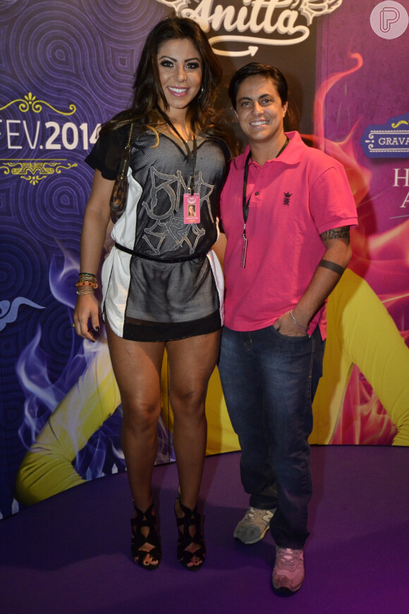 Thammy Miranda e a namorada, Andressa Ferreira, na gravação do primeiro DVD de Anitta, no HSBC Arena, na Barra da Tijuca, Zona Oeste do Rio, em 15 de fevereiro de 2014