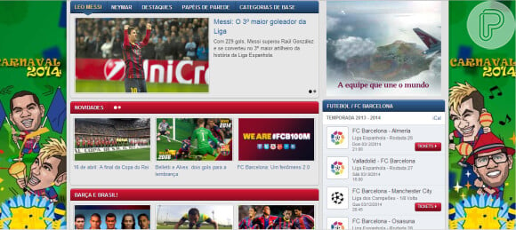 O site do barcelona ilustrou a sua página com a charge dos jogadores
