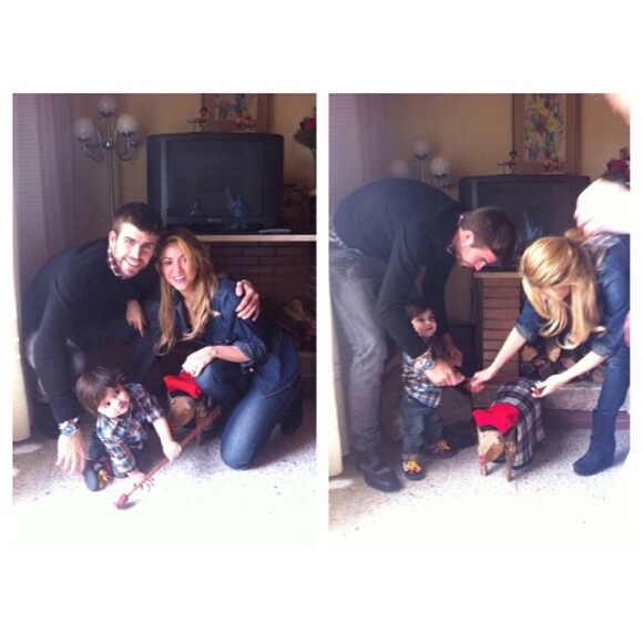 Shakira e Gerard Piqué brincam com o filho, Milan, de 1 ano