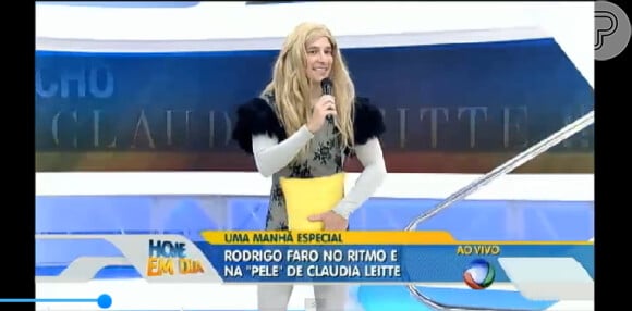 Rodrigo Faro imita Claudia Leitte no programa 'Hoje em Dia' desta terça-feira, 8 de abril de 2014