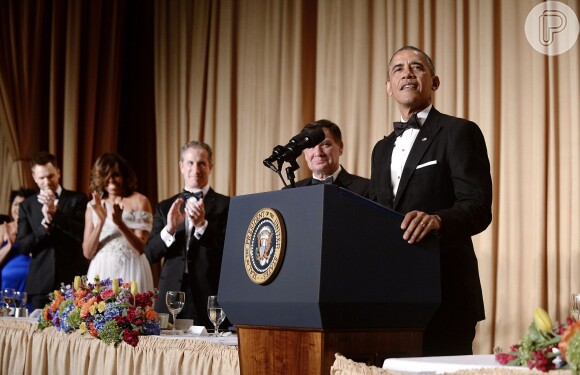 Barack Obama faz seu discurso no White House Correspondents’ Association Dinner, o tradicional jantar na Casa Branca 