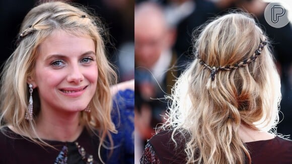 Melanie Laurent também usou um penteado com trança na premiére de 'The Homesman', no Festival de Cannes