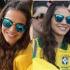 Bruna Marquezine elegeu um duas tranças fininhas para assistir a abertura da Copa do Mundo 2014