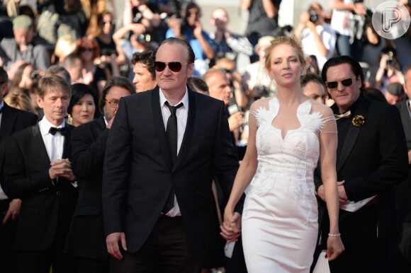 Quentin Tarantin e Uma Thurman participam da cerimônia de encerramento do Festival de Cannes 2014