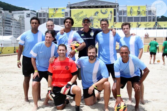 Marcelo Serrado participou, ao lado de outros atores e ex-atletas, do evento Batalha das Quadras, no dia 3 de fevereiro de 2013