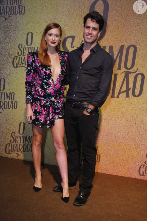 Marina Ruy Barbosa e o marido, Xandinho Negrão, na festa de lançamento da novela 'O Sétimo Guardião'