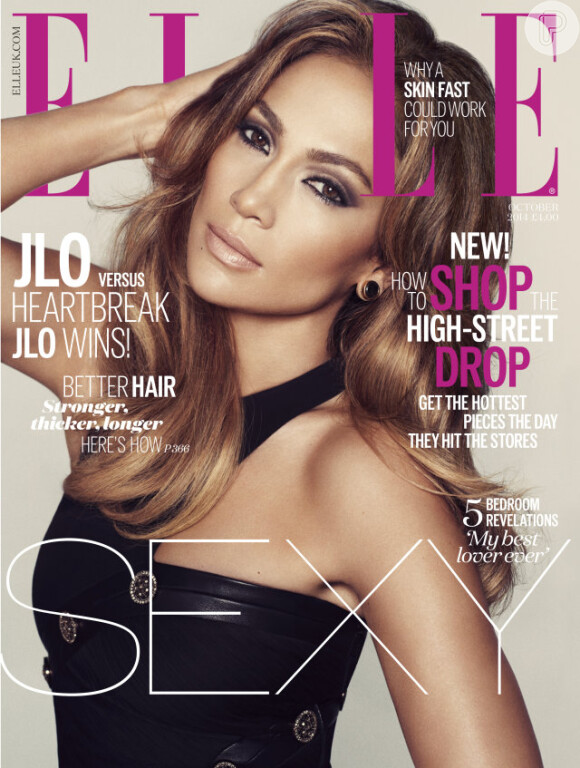 Focada no carão, Jennifer Lopez estampa a capa da revista 'Elle' britânica de outubro