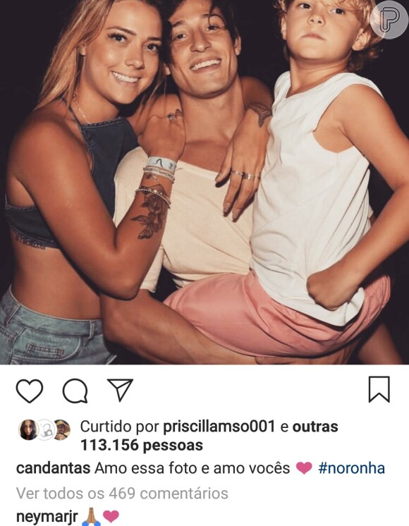 Carol Dantas postou uma foto com o filho e o namorado no Instagram