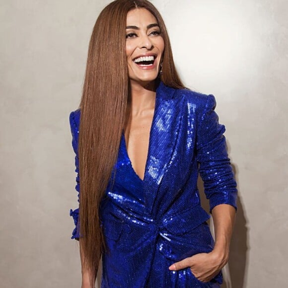 O azul aparece até nos looks de festa de Juliana Paes