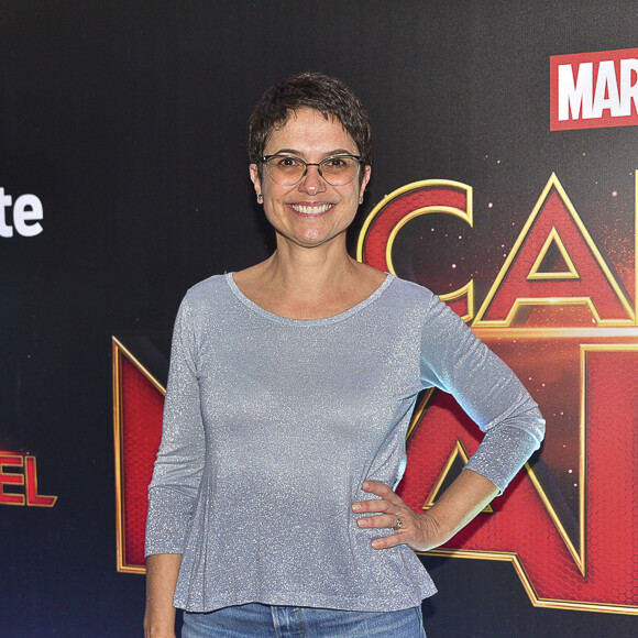 Sandra Annenberg prestigiou a pré-estreia do filme 'Capitã Marvel', em shopping de São Paulo, nesta quarta-feira, 6 de março de 2019