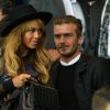 Beyoncé, Jay-Z e David Beckham assistem ao jogo do Barcelona contra o Paris Saint-Germain, na França, em 30 de setembro de 2014