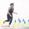 Vanessa Gerbelli suou a camisa e se divertiu em um treino funcional na praia da Barra da Tijuca, na Zona Oeste do Rio de Janeiro, nesta quarta-feira, 1º de outubro de 2014