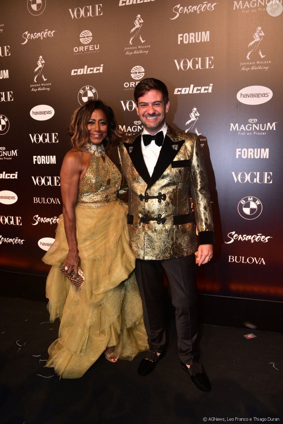 Gloria Maria e Bruno Astuto foram os apresentadores do Baile da Vogue 2019 ao lado de Sabrina Sato