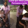 Filha de Kelly Key, Suzanna Freitas faz massagem durante festa com o namorado neste domingo, dia 07 de abril de 2019