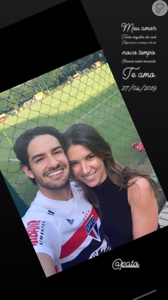 Rebeca Abravanel desejou boas energias para o namorado, Alexandre Pato, neste sábado, 27 de abril de 2019