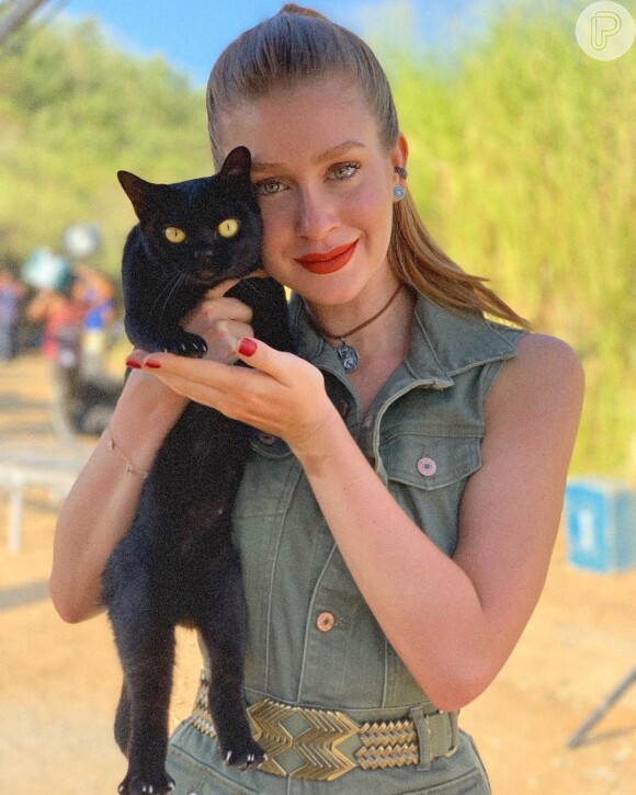 Marina Ruy Barbosa  compartilhou foto com o gato de  'O Sétimo Guardião'