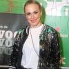 Marcella Rica foi outra famosa apostar na jaqueta de paetês no Rock in Rio. A atriz esteve no lounge Heineken em 3 de outubro de 2019