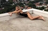 Noiva de Kaká, Carol Dias estrela sessão de fotos com maiô de laços em teto de prédio nesta quinta-feira, dia 17 de outubro de 2019