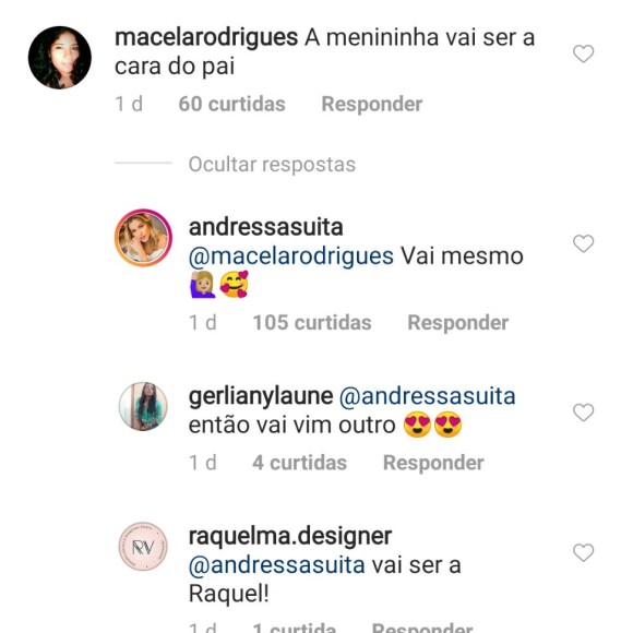 Andressa Suita diz que filha vai ser a cara de Gusttavo Lima