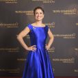 Sandra Annenberg apostou na tendência do vestido azul para o Melhores do Ano, do Domingão do Faustão