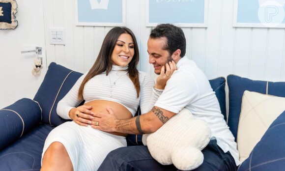 Thammy Miranda e Andressa Ferreira fazem ensaio newborn